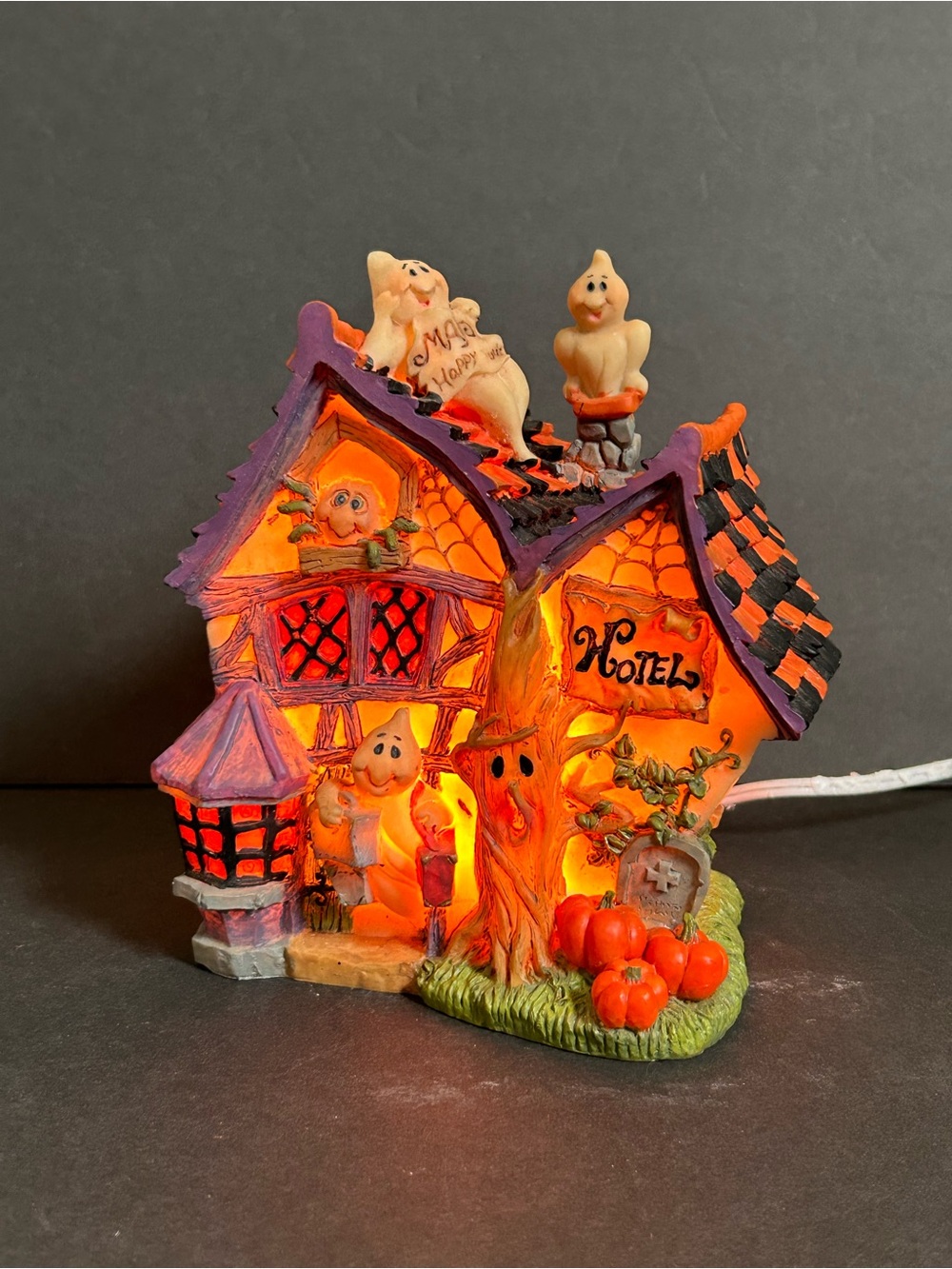 Vintage Halloween Ghost Hotel Illuminated House
